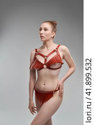 Sensual woman in bdsm lingerie ready to be a submissive. Стоковое фото, фотограф Гурьянов Андрей / Фотобанк Лори