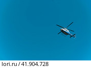 Patrol police helicopter in the sky of Antalya. Turkey. Antalya 05.01.2023. Редакционное фото, фотограф Ярославский Максим / Фотобанк Лори