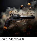 Dueling pistol and smoke,Generative AI. Стоковое AI-изображение, AI-художник Анна Кривицкая / Фотобанк Лори