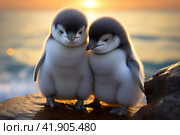 Two little penguins,Generative AI. Стоковое AI-изображение, AI-художник Анна Кривицкая / Фотобанк Лори