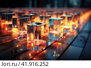 Abstract cubes with light coming out of them,Generative AI. Стоковое AI-изображение, AI-художник Анна Кривицкая / Фотобанк Лори
