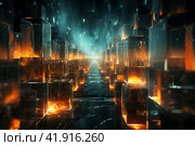 Abstract cubes with light coming out of them,Generative AI. Стоковое AI-изображение, AI-художник Анна Кривицкая / Фотобанк Лори