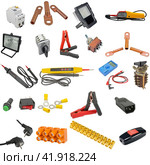 Various electrical components on a white background. Различные электротехнические компоненты на белом фоне. Стоковое фото, фотограф Татьяна Д / Фотобанк Лори
