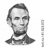 President Abraham Lincoln (1809-1865) portrait from five american dollars. Стоковое фото, фотограф FotograFF / Фотобанк Лори