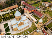 Aerial view of medieval Samtavro monastery in Georgian town of Mtskheta. Стоковое фото, фотограф Яков Филимонов / Фотобанк Лори
