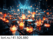 Abstract cubes with light coming out of them,Generative AI. Стоковое AI-изображение, AI-художник Анна Кривицкая / Фотобанк Лори
