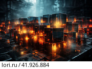 Abstract cubes with light coming out of them,Generative AI. Стоковое AI-изображение, AI-художник Анна Кривицкая / Фотобанк Лори