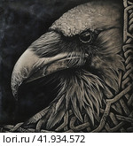 Viking crow and ornamentGenerative AI. Стоковое AI-изображение, AI-художник Анна Кривицкая / Фотобанк Лори
