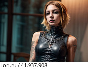Портрет девушки-гота. Стоковое AI-изображение, AI-художник Сергей Цепелев / Фотобанк Лори