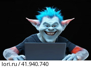 Интернет троллинг. Интернет Тролль сидит за компьютером. Стоковое AI-изображение, AI-художник Инна Грязнова / Фотобанк Лори