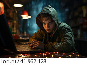 Teenager playing computer game gambling addiction, addiction  Generative AI. Стоковое AI-изображение, AI-художник Анна Кривицкая / Фотобанк Лори