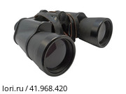 Черный бинокль на белом фоне.Black binoculars on a white background. Стоковое фото, фотограф Татьяна Д / Фотобанк Лори