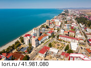 Panoramic view of coast of Kobuleti, Georgia. Стоковое фото, фотограф Яков Филимонов / Фотобанк Лори
