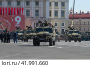 Российские бронеавтомобили "Тигр" на военном параде в честь Дня Победы. Санкт-Петербург (2023 год). Редакционное фото, фотограф Виктор Карасев / Фотобанк Лори