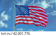 American flag waving against the sky. Стоковое AI-видео, аниматор Юрий Поздников / Фотобанк Лори