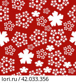 Seamless abstract Christmas pattern of snowflakes, ice flakes xmas background. Стоковая иллюстрация, иллюстратор Iva Noel / Фотобанк Лори