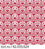 Seamless pattern with pink hearts and spirals, Valentines Day background. Стоковая иллюстрация, иллюстратор Iva Noel / Фотобанк Лори