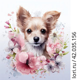 watercolour pattern dog romain, isolated. Стоковое AI-изображение, AI-художник Юлия Гапеенко / Фотобанк Лори