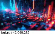 Luminous stock chart. Стоковое AI-изображение, AI-художник Кирилл Черезов / Фотобанк Лори