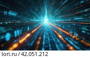 Luminous Digital Code Transmission Lines. Стоковое AI-изображение, AI-художник Кирилл Черезов / Фотобанк Лори