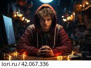 Teenager playing computer game gambling addiction, addiction  Generative AI. Стоковое AI-изображение, AI-художник Анна Кривицкая / Фотобанк Лори