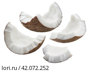 Coconut shell pieces set isolated on white background. Стоковое фото, фотограф Катерина Ковалева / Фотобанк Лори