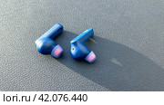 Moscow January 20 2024, JBL Wireless Earbuds. JBL Blue color Tune 230NC TWS Bluetooth wireless earphones\earbuds. Редакционное фото, фотограф Скрипачев Антон / Фотобанк Лори