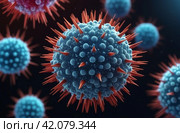 A close up of a virus that has been infected, AI. Стоковое AI-изображение, AI-художник Терехова Марина / Фотобанк Лори