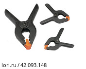 Пластмассовые зажимы на белом фоне. C clamps on white background. Стоковое фото, фотограф Татьяна Д / Фотобанк Лори