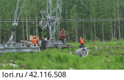 Teamwork Under Grey Skies: Securing the Energy Grid. Стоковое видео, видеограф Даниил Хабаров / Фотобанк Лори