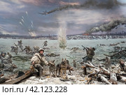 Фрагмент трёхмерной панорамы в Музее-панораме «Прорыв». Медсестра. (2023 год). Редакционное фото, фотограф Светлана Качанова / Фотобанк Лори