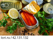 Mackerel fillets in tomato sauce. Стоковое фото, фотограф Яков Филимонов / Фотобанк Лори