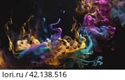 Colorful smoke on a black background. AI. Стоковое AI-видео, аниматор Виктория Кольцова / Фотобанк Лори