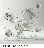 Abstract Glass Balls Shatter When Collided. Стоковое AI-изображение, AI-художник Кирилл Черезов / Фотобанк Лори