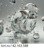 Abstract Glass Balls Shatter When Collided. Стоковое AI-изображение, AI-художник Кирилл Черезов / Фотобанк Лори