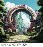 Portals of magical power holographic stargates space hyperspace,Generative AI. Стоковое AI-изображение, AI-художник Анна Кривицкая / Фотобанк Лори