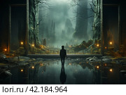 Portals of magical power holographic stargates space hyperspace,Generative AI. Стоковое AI-изображение, AI-художник Анна Кривицкая / Фотобанк Лори