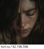 Beautiful woman crying out of anguish. Стоковое AI-изображение, AI-художник Кирилл Черезов / Фотобанк Лори