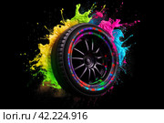Racing wheel splash. Generate Ai. Стоковое AI-изображение, AI-художник Иван Рябоконь / Фотобанк Лори