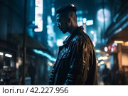 Asian man cyberpank. Generate Ai. Стоковое AI-изображение, AI-художник Иван Рябоконь / Фотобанк Лори