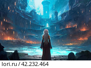 Mage cute woman fantasy dungeon. Generate Ai. Стоковое AI-изображение, AI-художник Иван Рябоконь / Фотобанк Лори