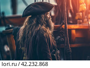 Pirate old man aboard pirate ship. Generate Ai. Стоковое AI-изображение, AI-художник Иван Рябоконь / Фотобанк Лори