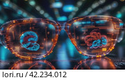 Innovative Cyber Glasses for Vision: The Technologies of the Future Right in Front of You. Стоковое AI-видео, аниматор Юрий Поздников / Фотобанк Лори