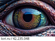 Reptilian eye closeup colorful. Generate Ai. Стоковое AI-изображение, AI-художник Иван Рябоконь / Фотобанк Лори