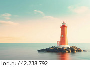 Lighthouse morning background. Generate Ai. Стоковое AI-изображение, AI-художник Иван Рябоконь / Фотобанк Лори