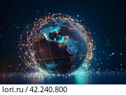 Earth data flow connection. Generate Ai. Стоковое AI-изображение, AI-художник Иван Рябоконь / Фотобанк Лори
