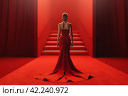 Woman stylish red carpet. Generate Ai. Стоковое AI-изображение, AI-художник Иван Рябоконь / Фотобанк Лори