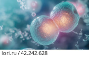 Cell division process, micro. Стоковое AI-изображение, AI-художник Кирилл Черезов / Фотобанк Лори