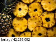 Pineapple slices topview. Generate Ai. Стоковое AI-изображение, AI-художник Иван Рябоконь / Фотобанк Лори