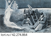 Ангел в окопах. Рождественская открытка времен первой мировой войны, 1915. Стоковое фото, фотограф Retro / Фотобанк Лори